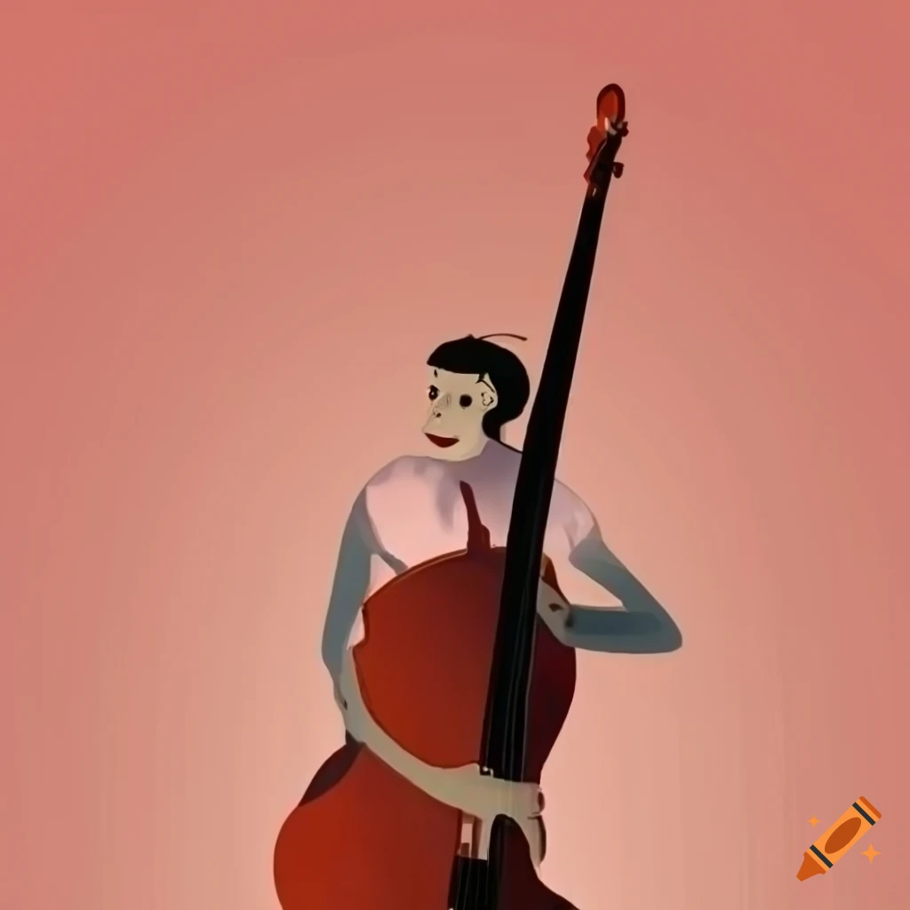 Illustration of a man playing the upright bass on Craiyon