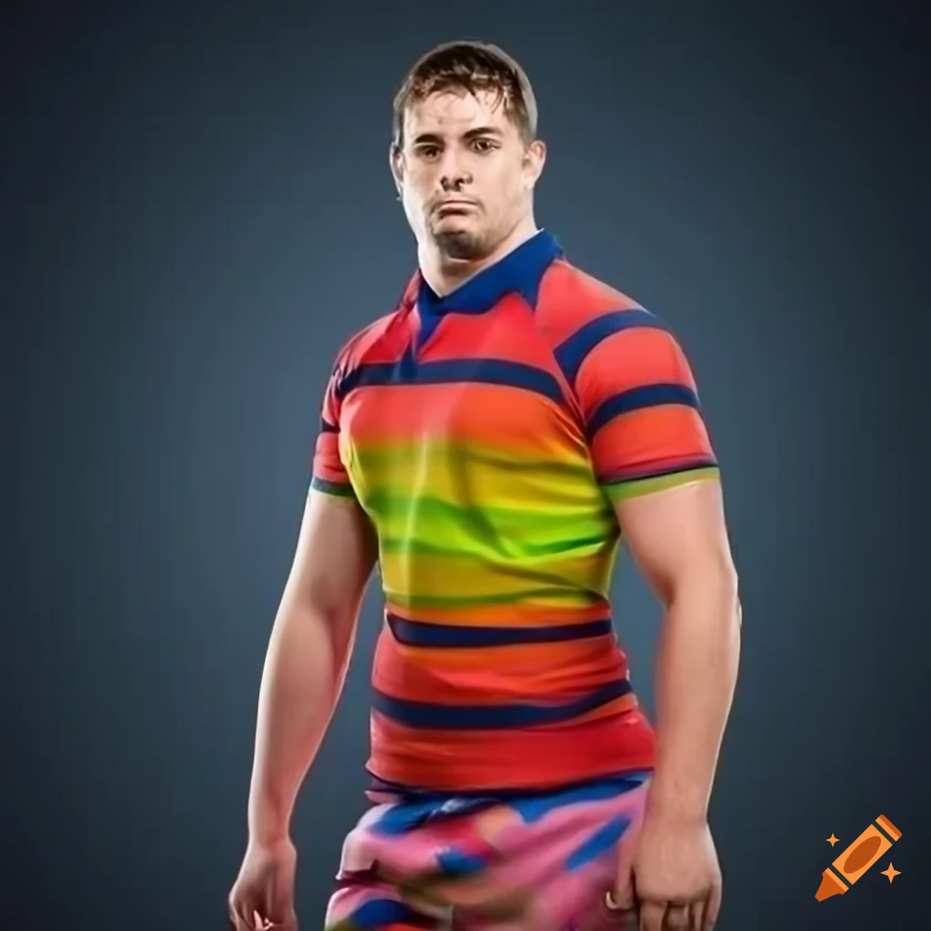 Rugby player in a colorful summer dress