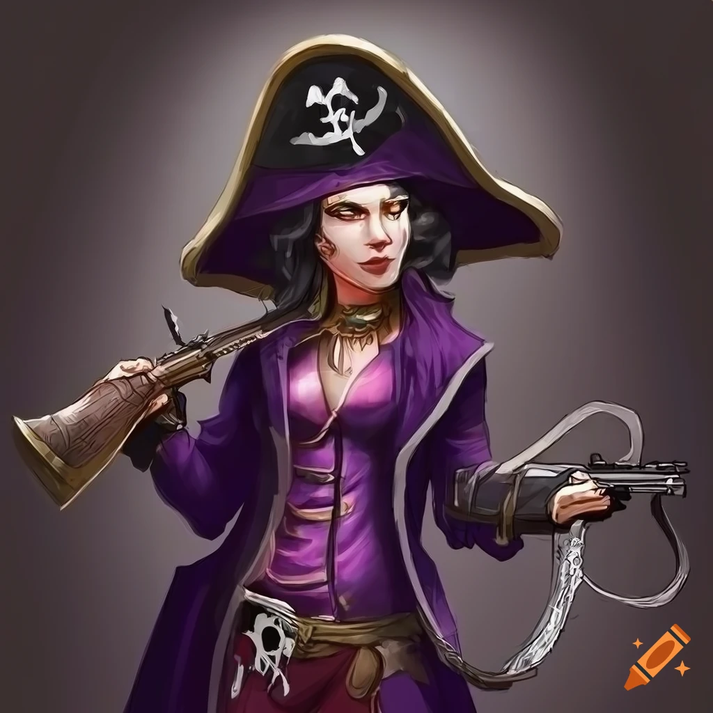 Digital illustration of a female pirate captain