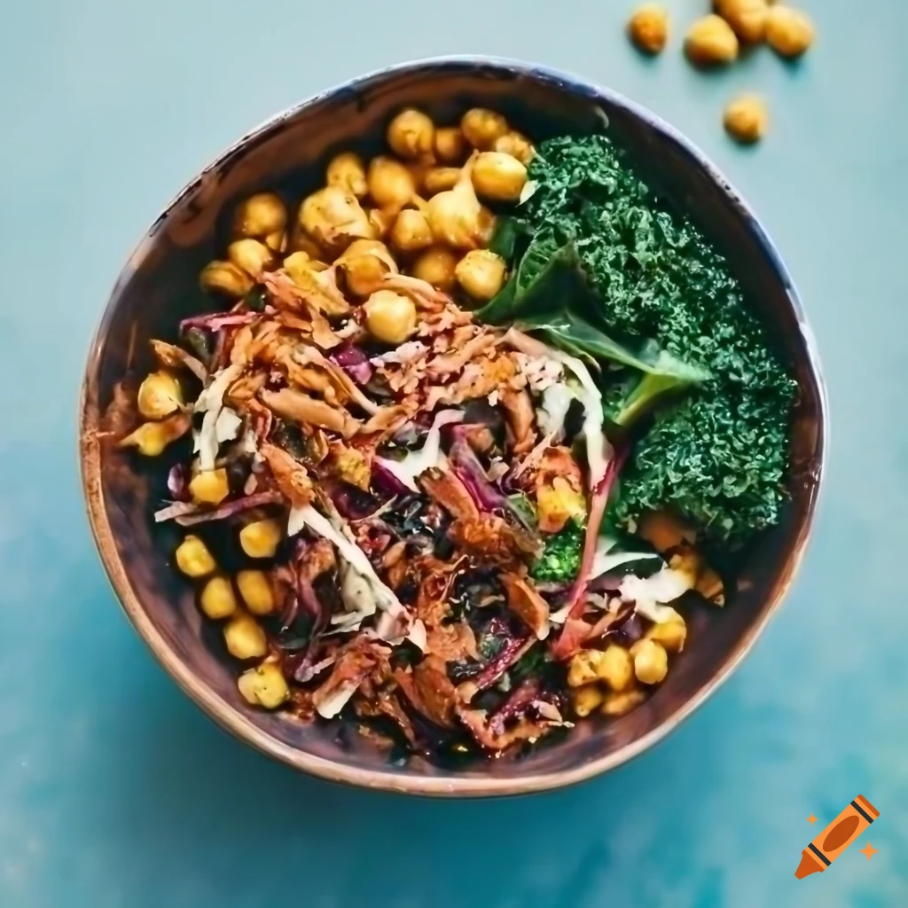 Colorful and nutritious salad in a ceramic bowl on Craiyon