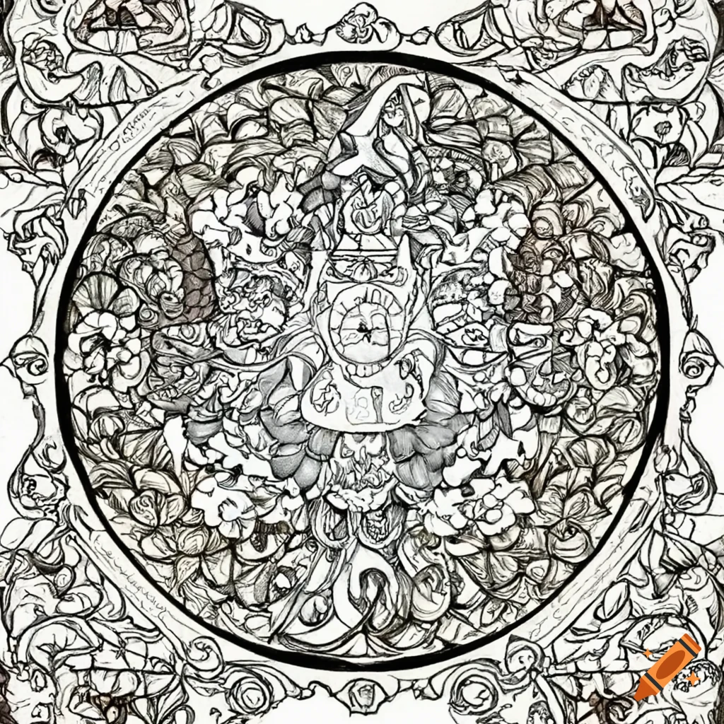 Medieval fantasy coloring page on Craiyon