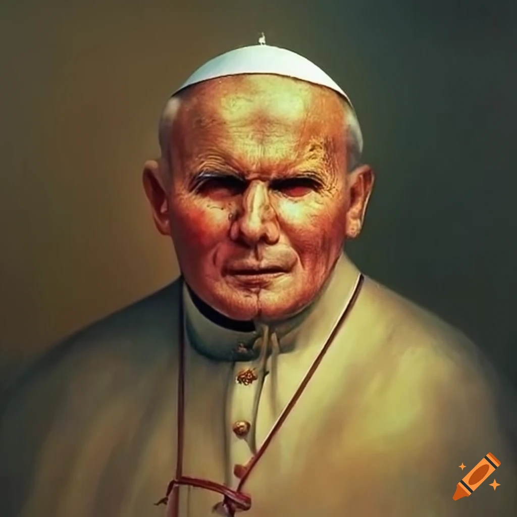 Disturbing portrait of pope john paul ii by zdzislaw beksinski on Craiyon