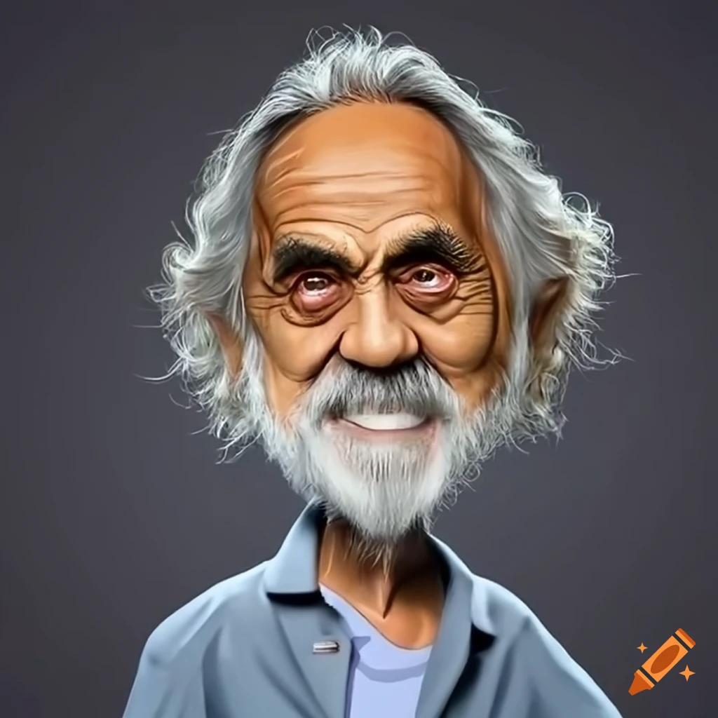 caricature of Tommy Chong with a big head