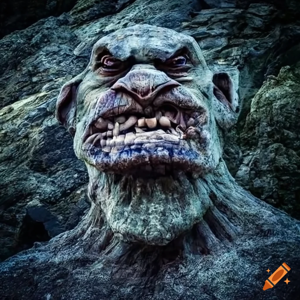 image of a terrifying creature made of minerals and crystals