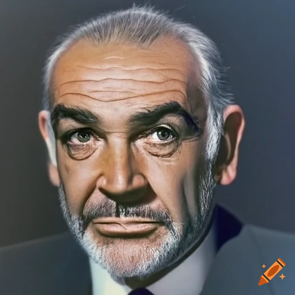Color photograph of sean connery with white hair and goatee