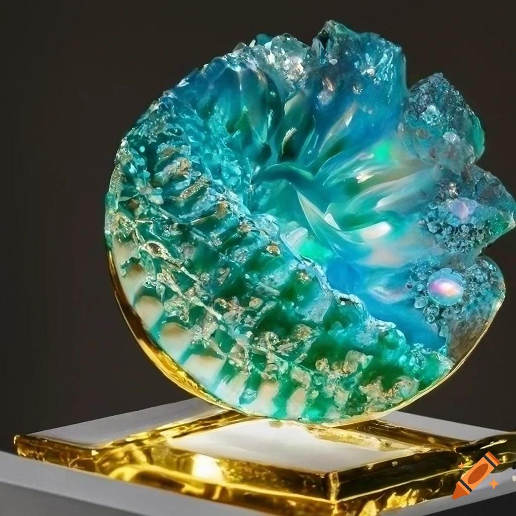 Intricate marble sculpture with vibrant colors