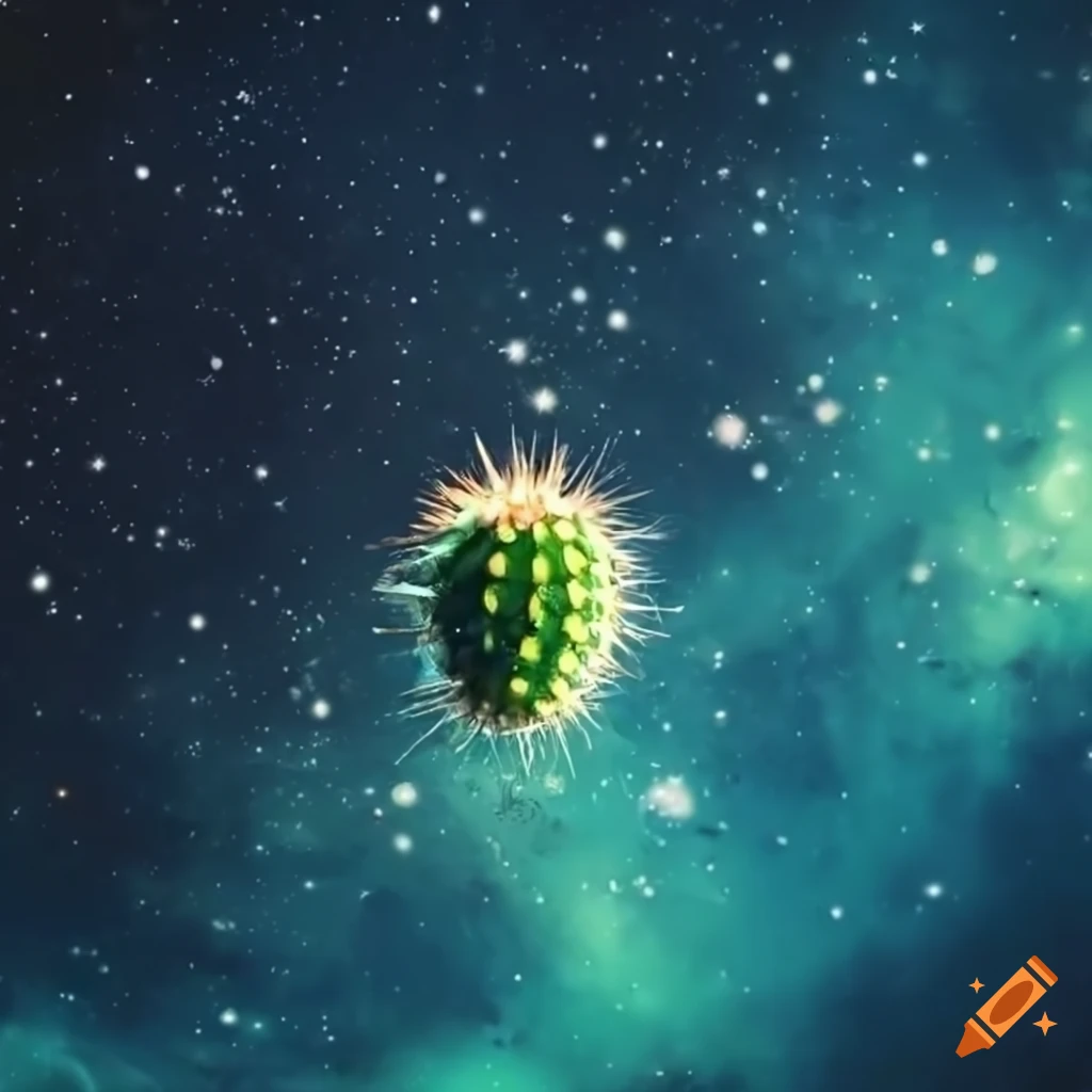 surreal image of a cactus in space
