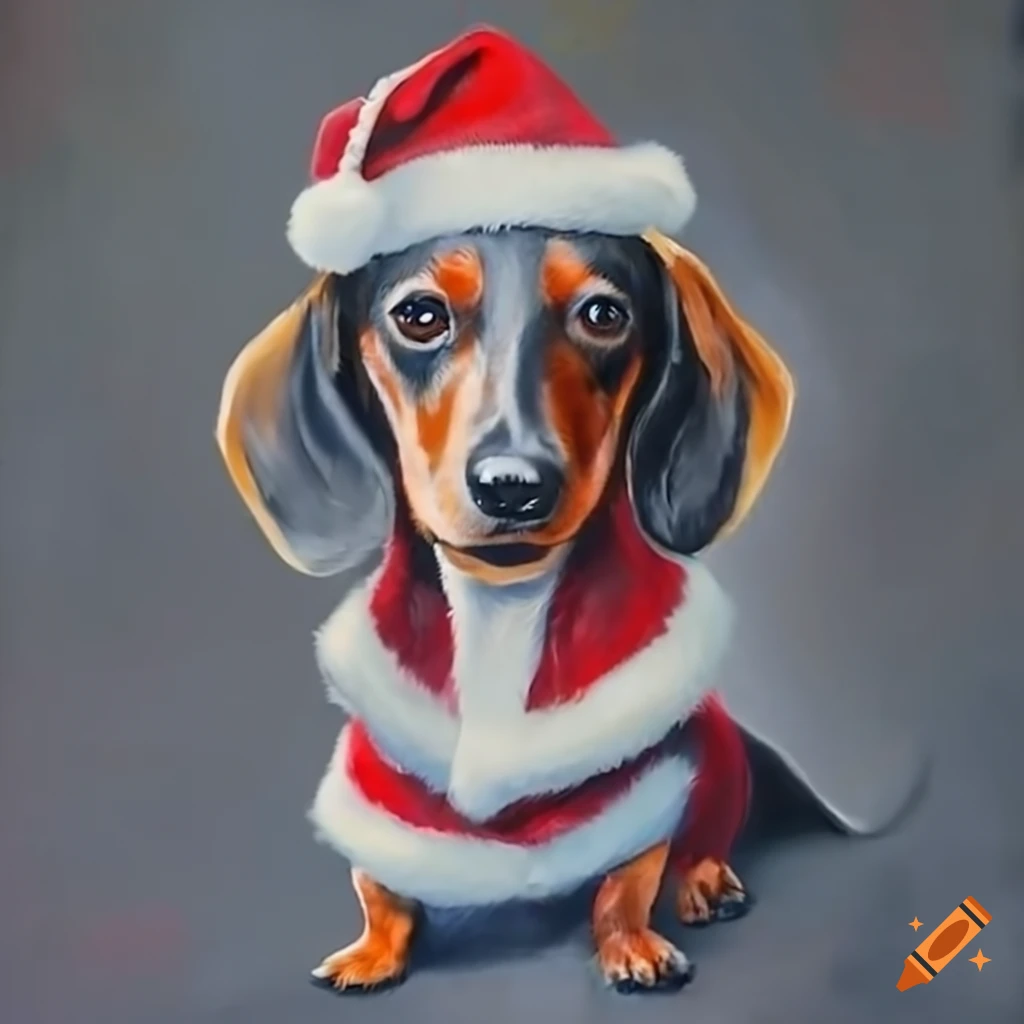 Dachshund in santa claus costume