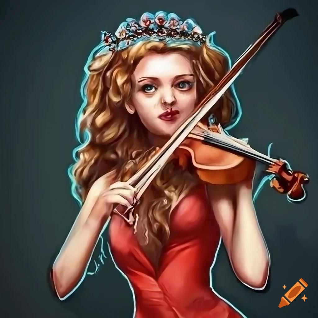 sticker-design-of-woman-character-playing-violin-on-craiyon