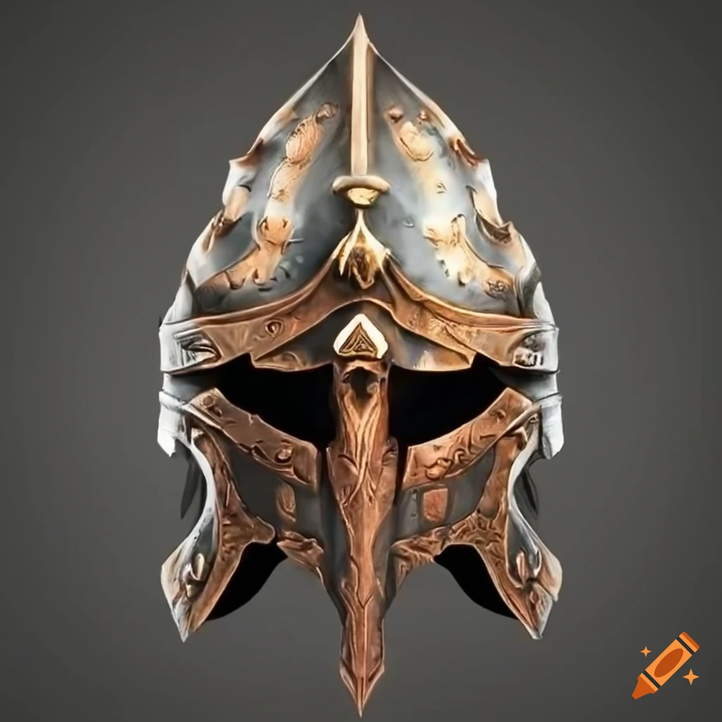 dragon-themed symmetrical plate helmet
