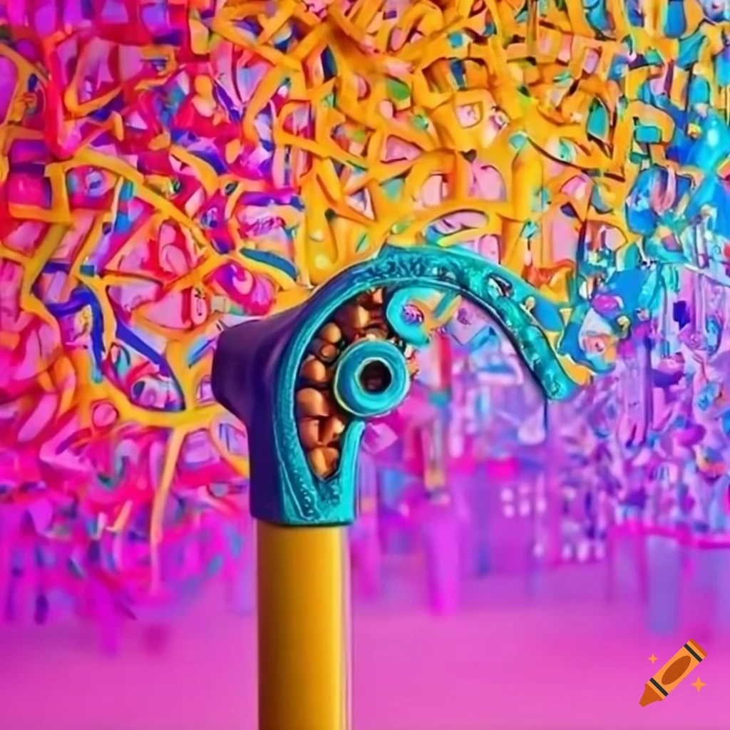 Colorful cityscape made of hammers