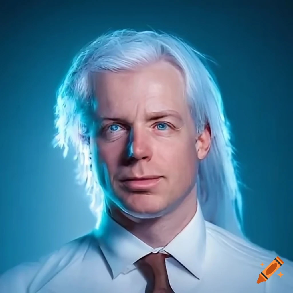 portrait of a mature politician in a white tuxedo