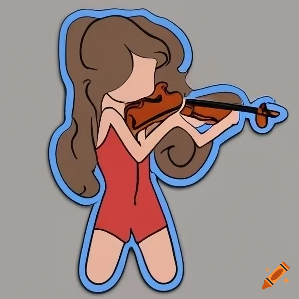 Red romper-wearing woman playing violin