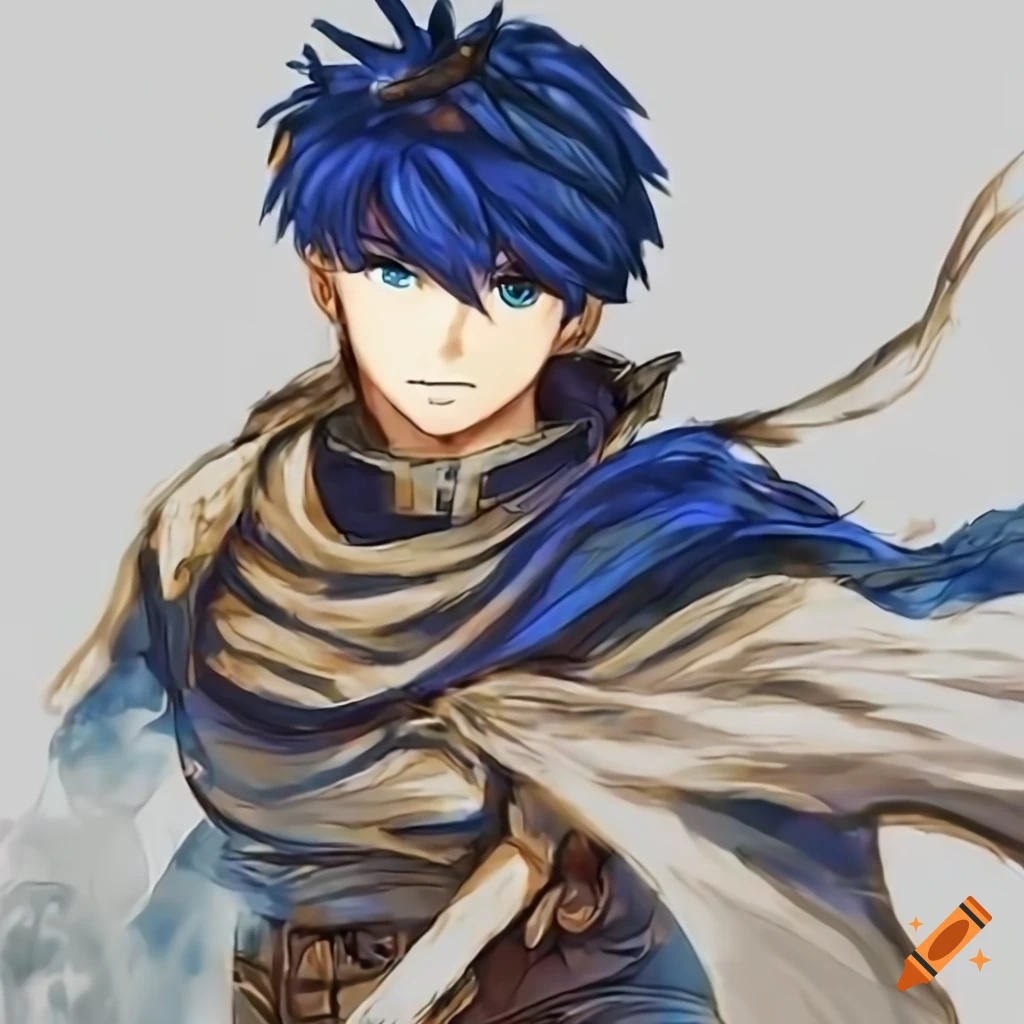 Black and white image of ike from fire emblem surrounded by fire and smoke
