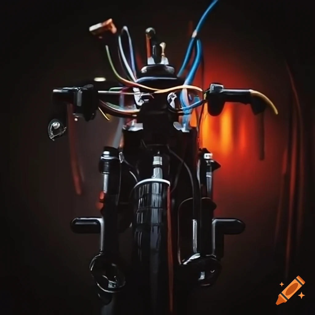 Cafe racer motorcycle with electrical wire repairs