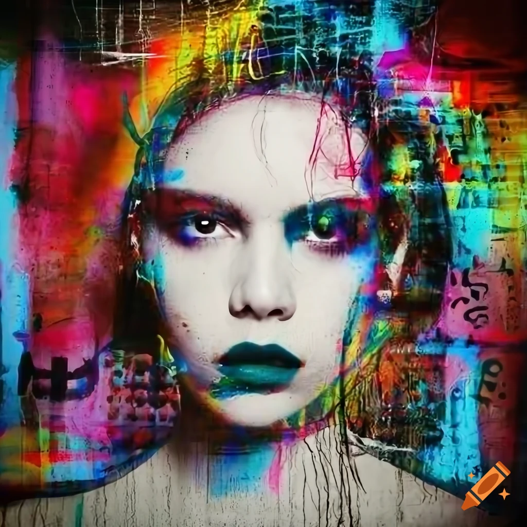 Fashion portrait with spray paint aesthetic
