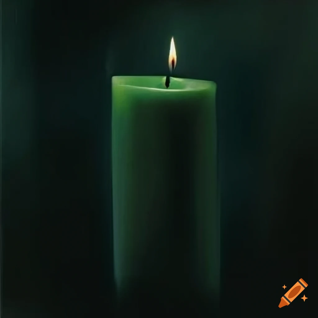 Abstract artwork of dark green candles by gerhard richter
