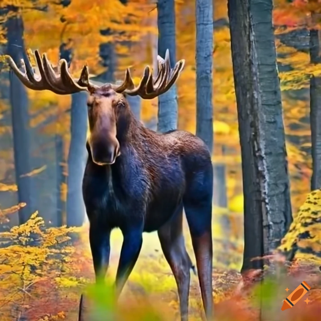 scenic view of a moose in the woodlands