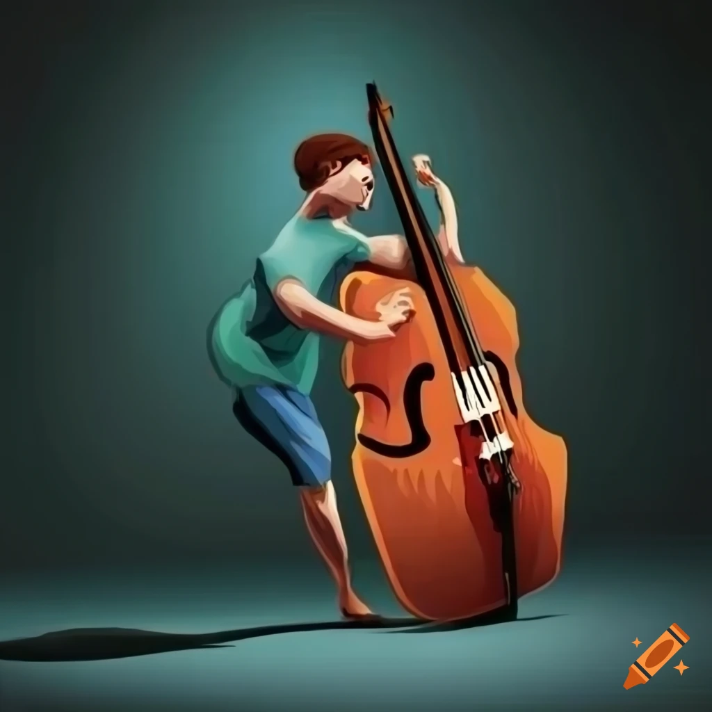 Illustration of a man playing the upright bass