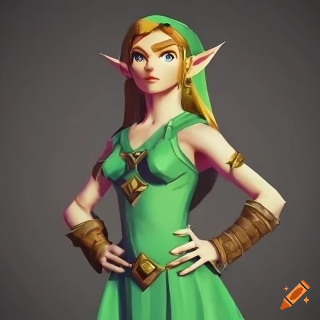 Cosplay of female version of link from legend of zelda on Craiyon