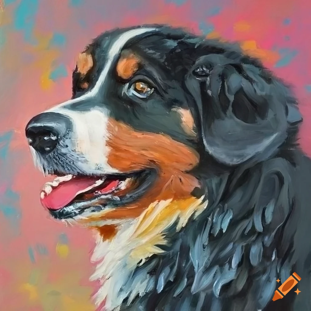 Bernese mountain dog oil painting on Craiyon