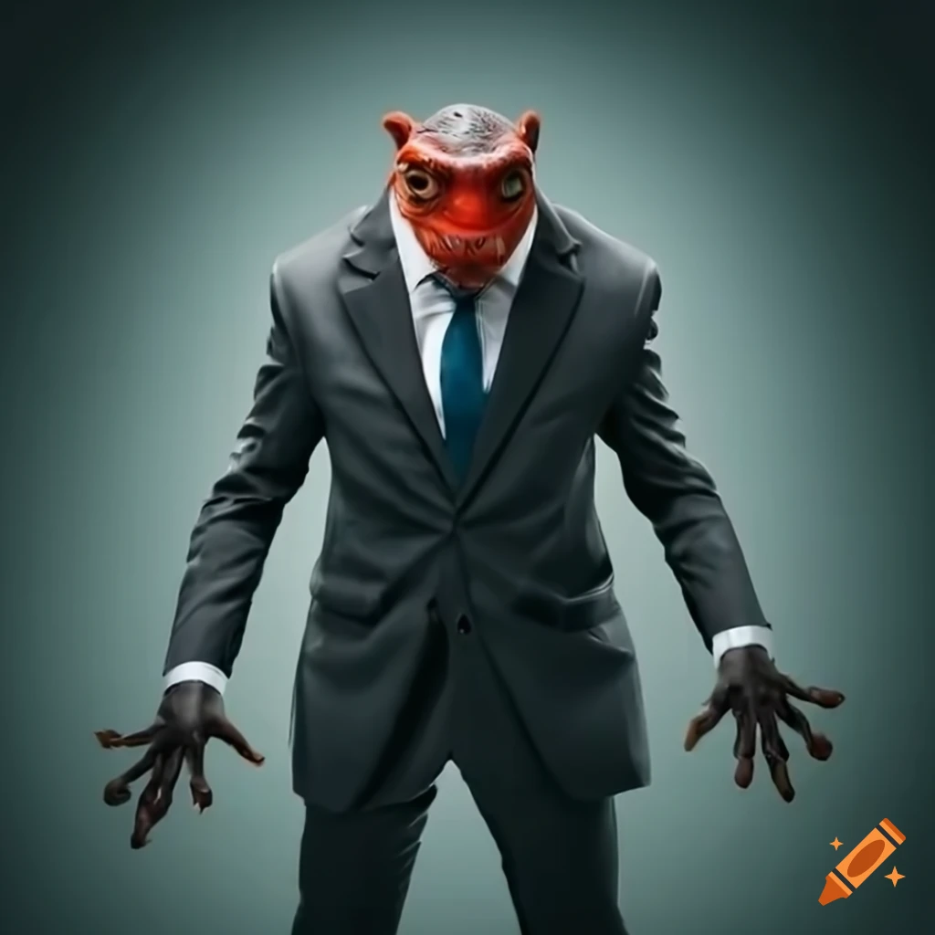 high definition image of a lizard man in a suit