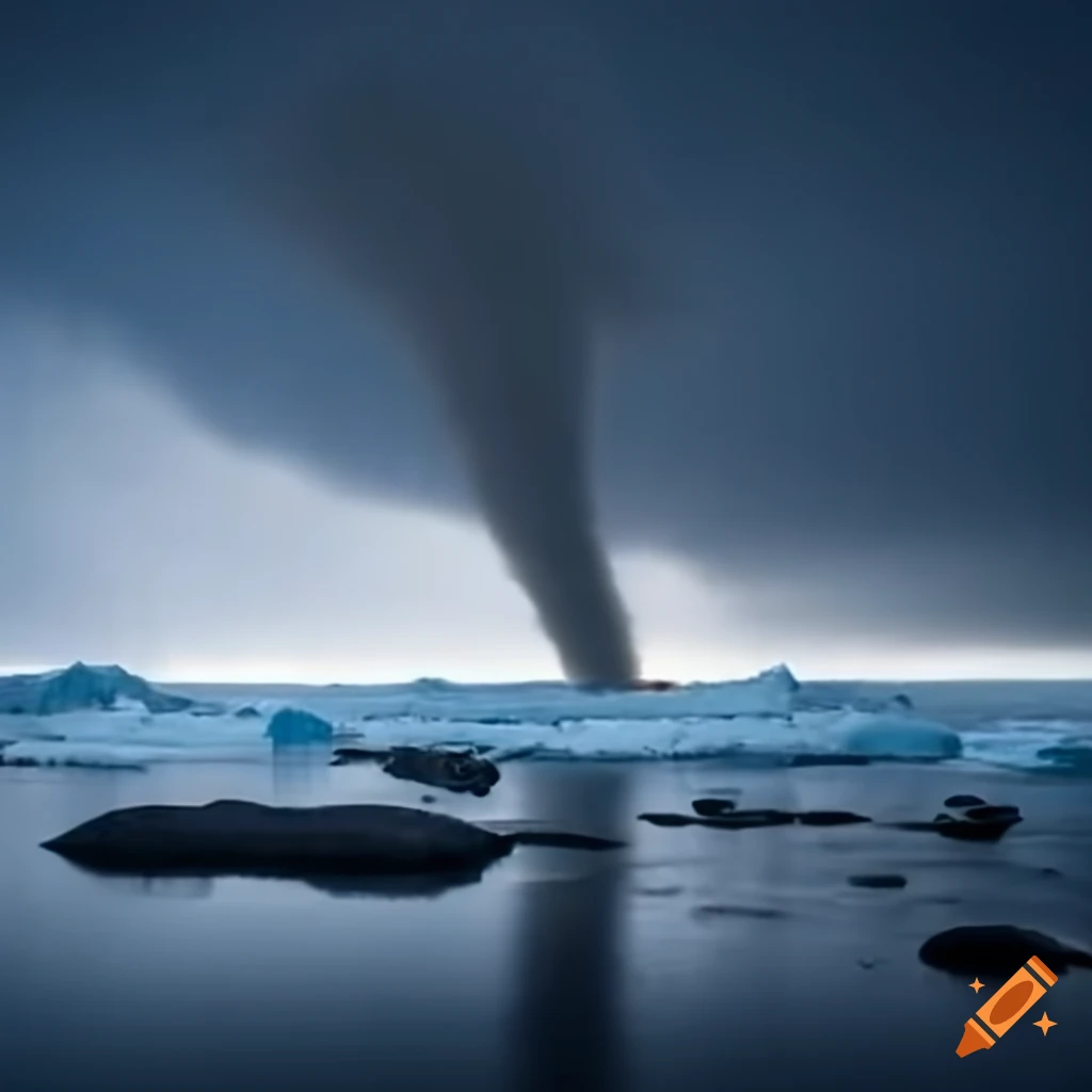 Image of a multivortex tornado in antarctica on craiyon