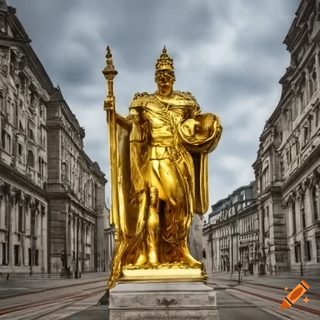 Golden Statue of King Brandon in historical city