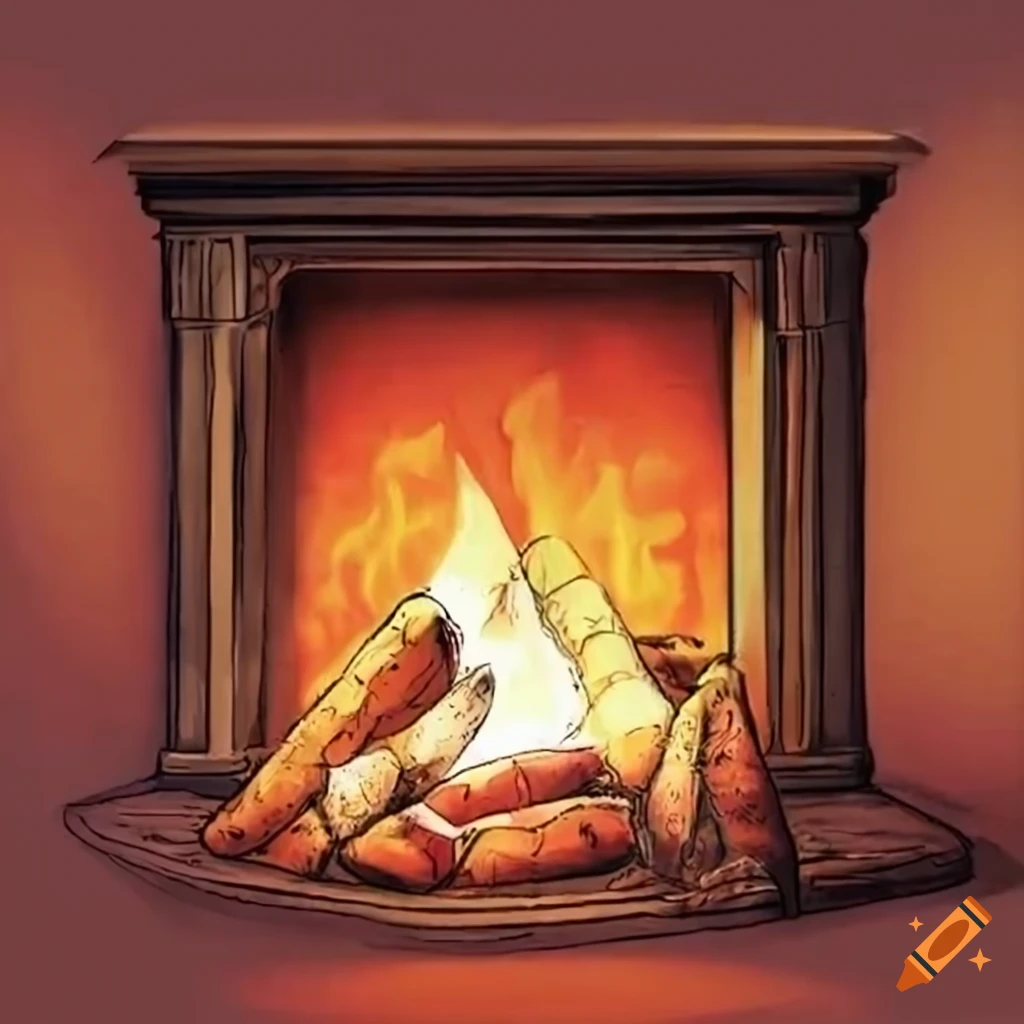 drawing of a cozy fireplace