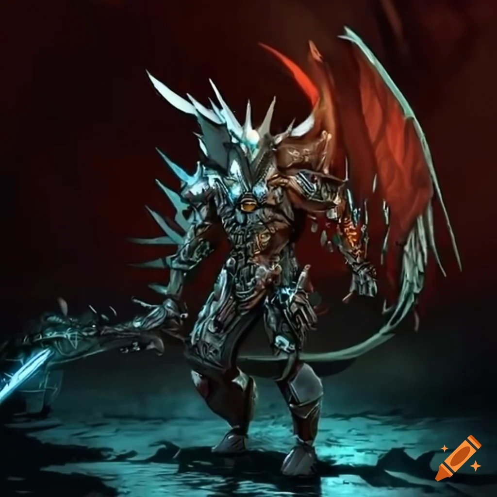 cybernetic dragon warriors in epic battle