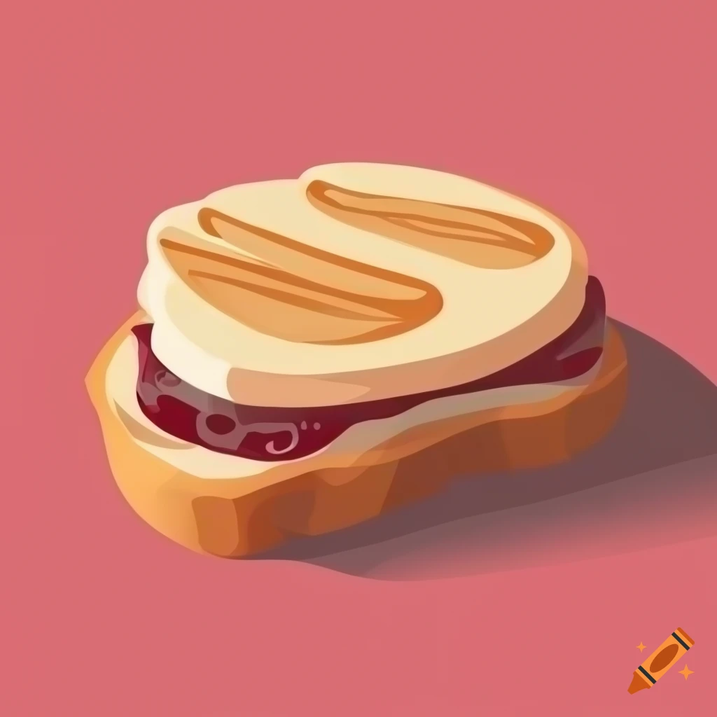 Vector illustration of a peanut butter jelly sandwich