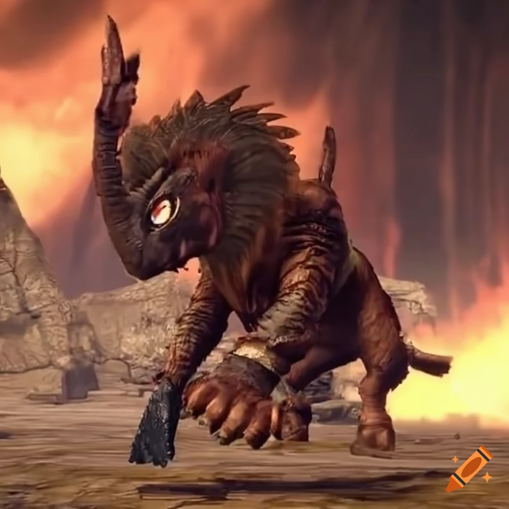 Monster Hunter elephant-lion hybrid creature artwork