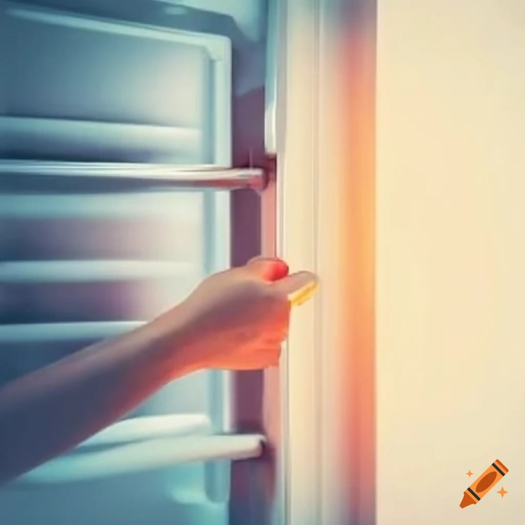 hand opening a refrigerator door