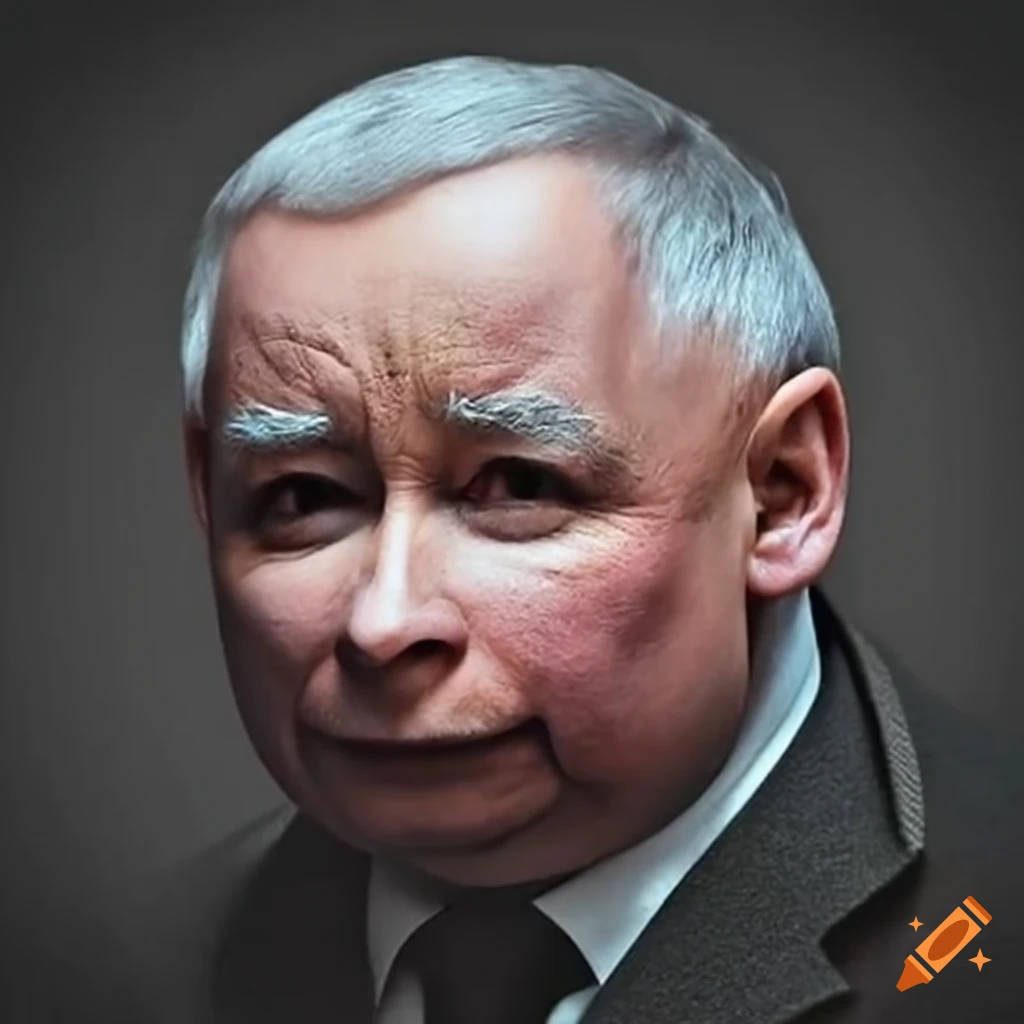 satirical illustration of Jaroslaw Kaczynski on a bus