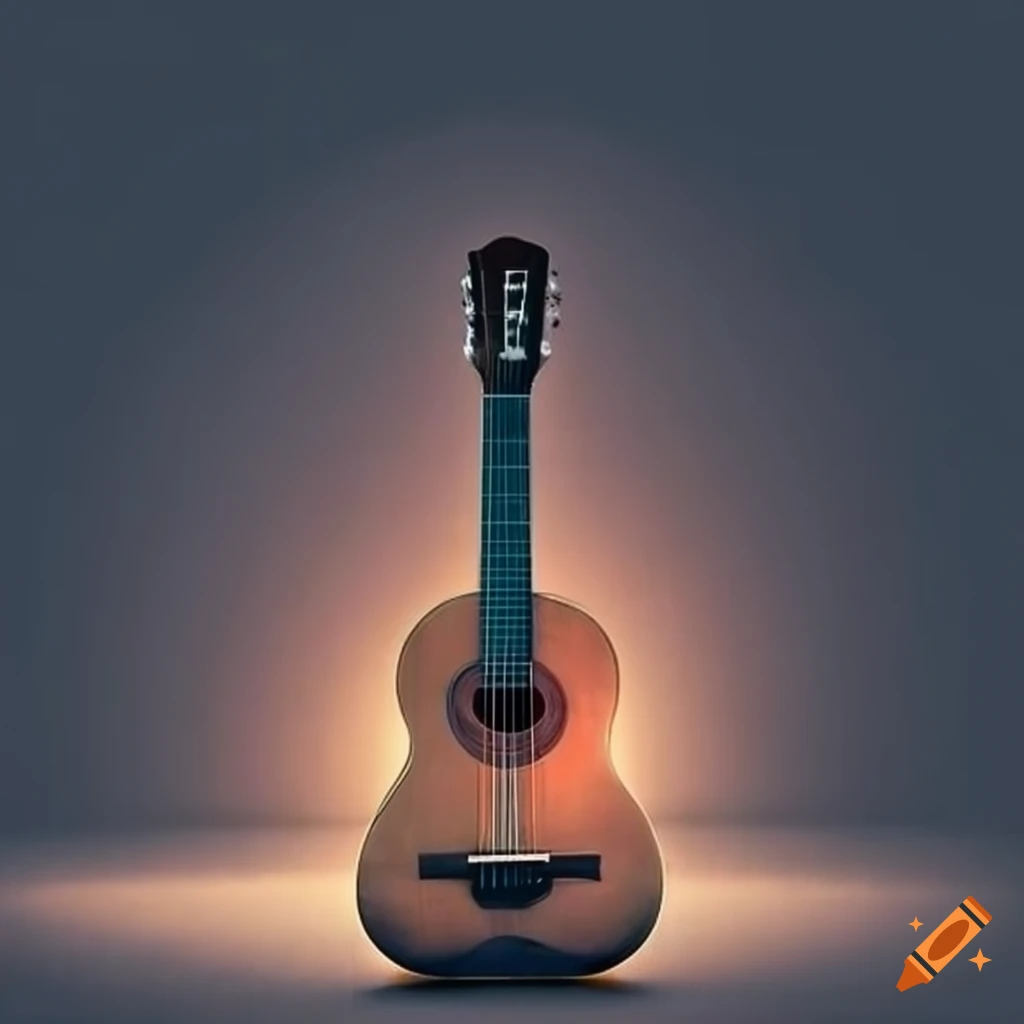 Serene moonlit setting with classical guitars