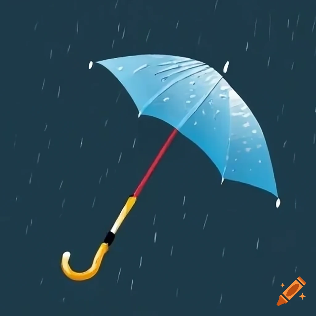 Rain falling on an umbrella