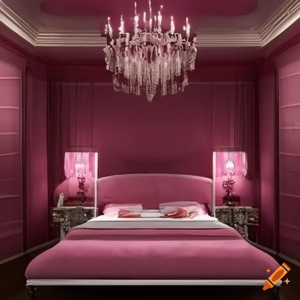 Luxurious pink bedroom with floral accents