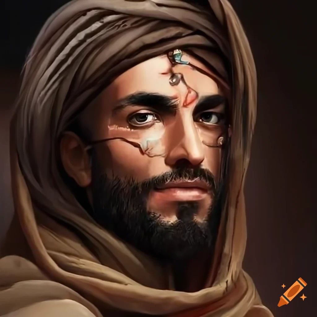 Image of a mysterious arab warrior in powerful oriental armor on Craiyon