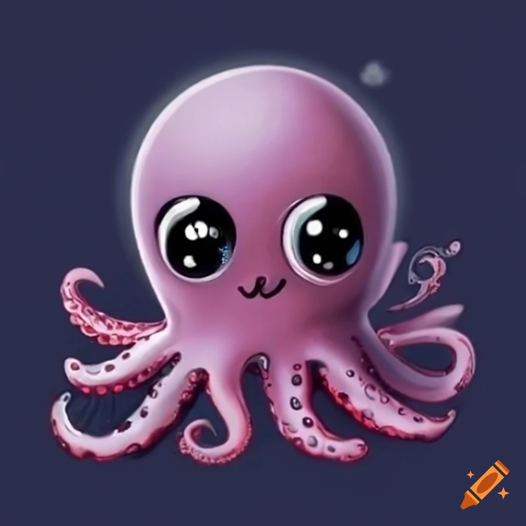 Cute octopus with big innocent eyes
