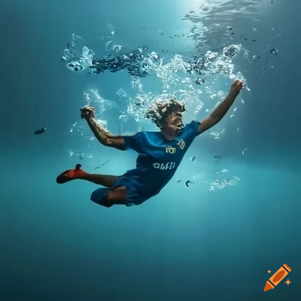 Underwater celebration of football players