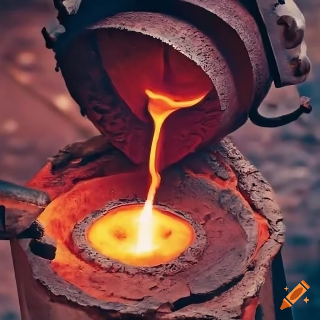 molten metal casting in a foundry