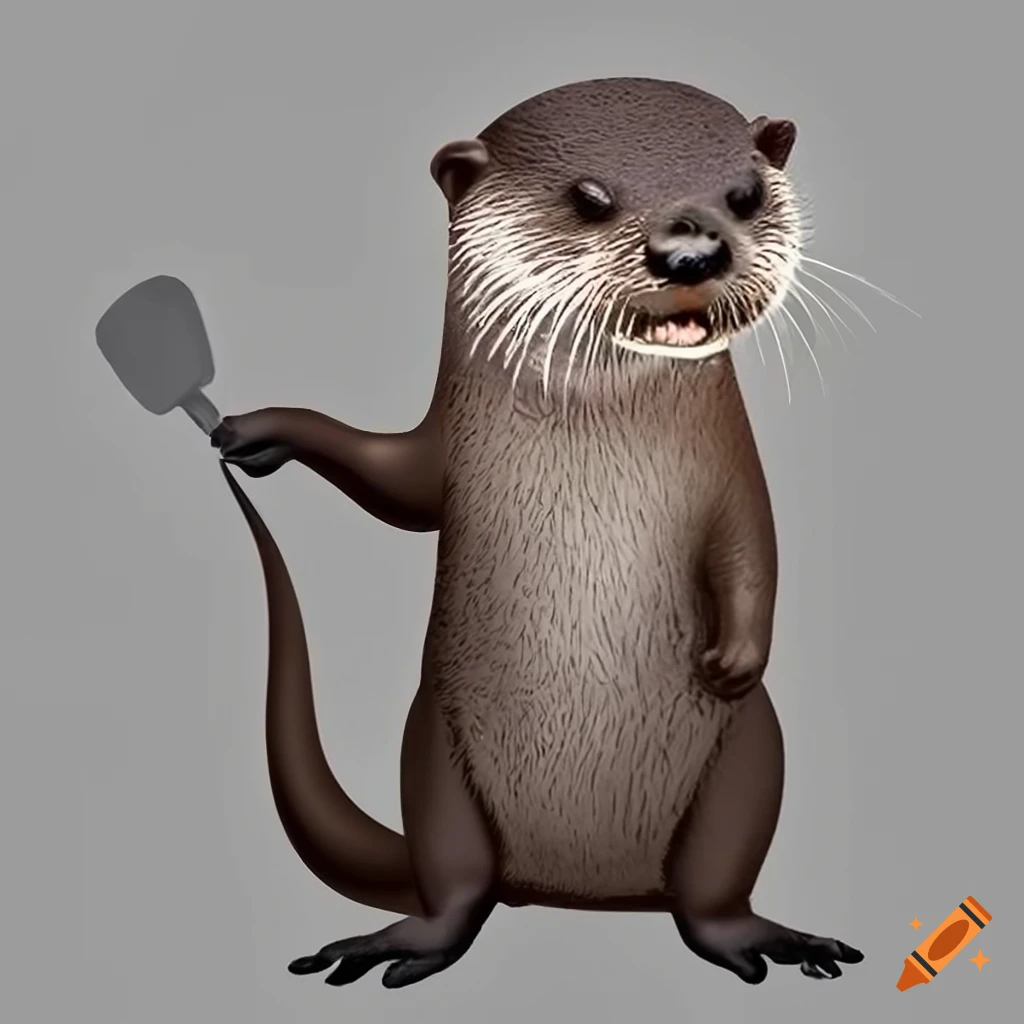 illustration of a chef otter with a spatula