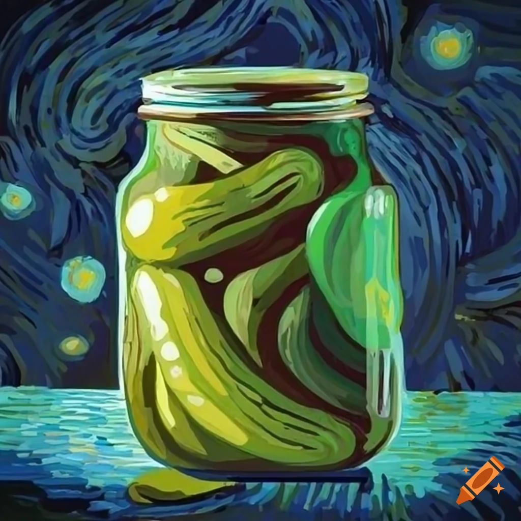 Van gogh inspired pickle jar painting