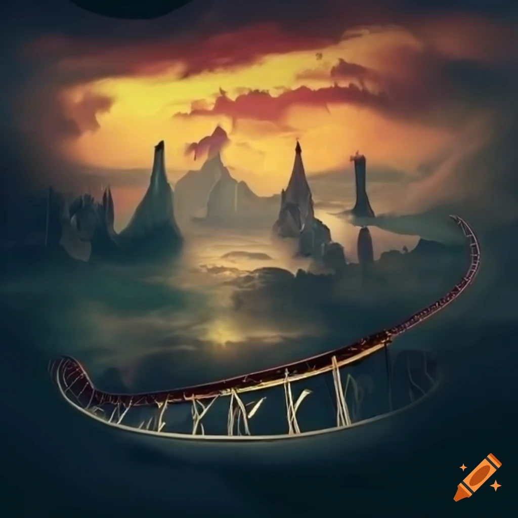 rollercoaster on a magical background