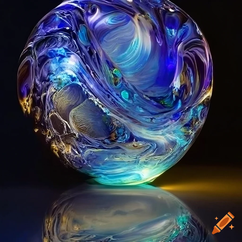 Surreal marble sculpture with intricate details