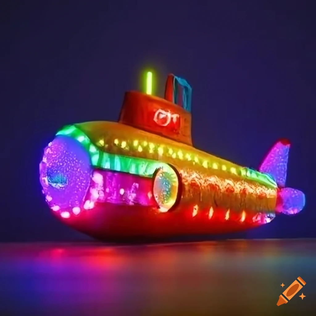 Submarine decorated with christmas lights on Craiyon