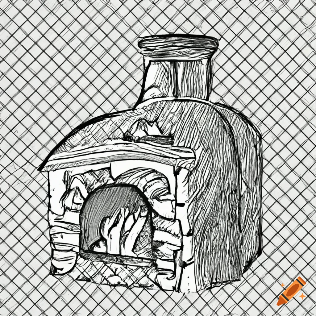 Sketch of a wood fired oven on Craiyon