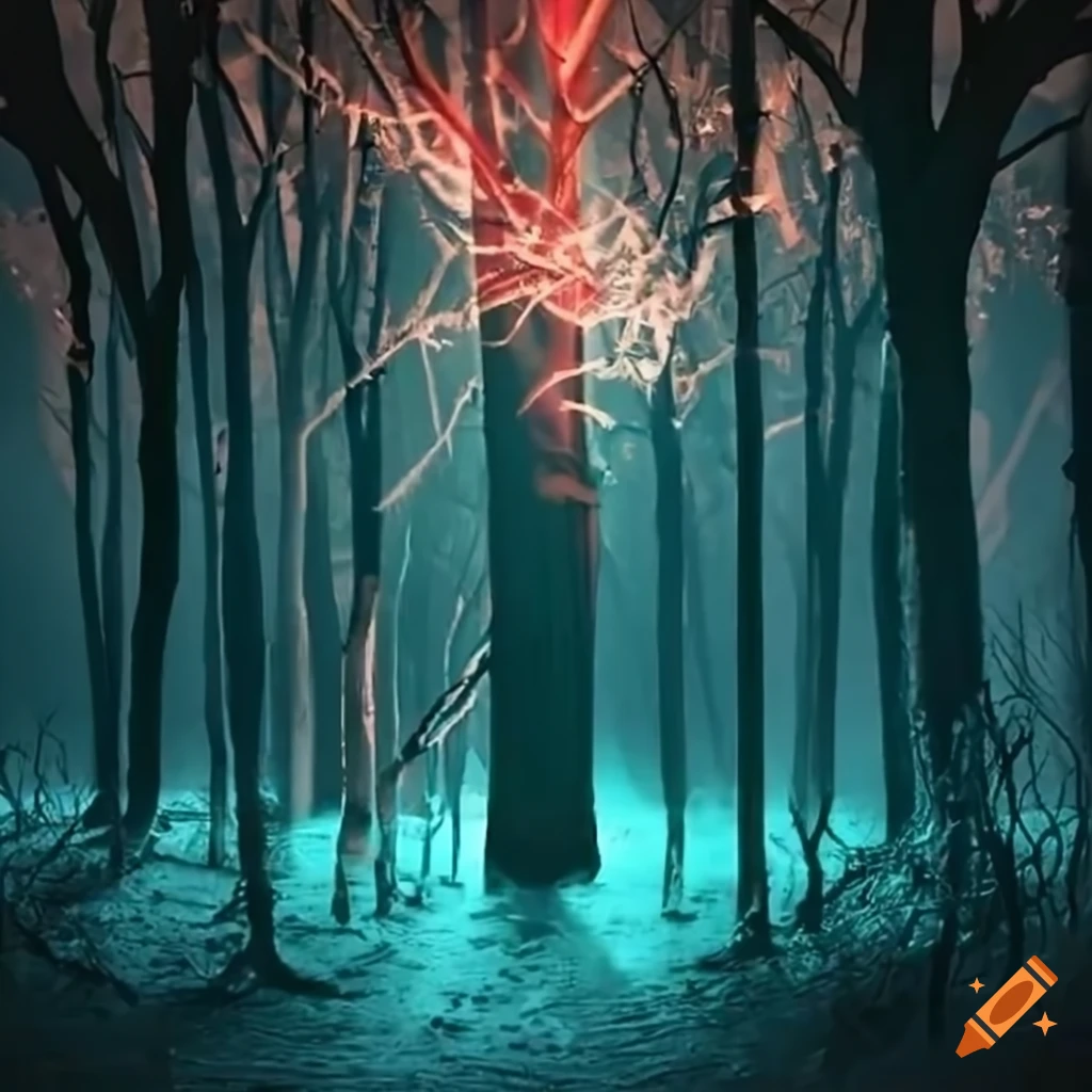 silhouette of a forest at night