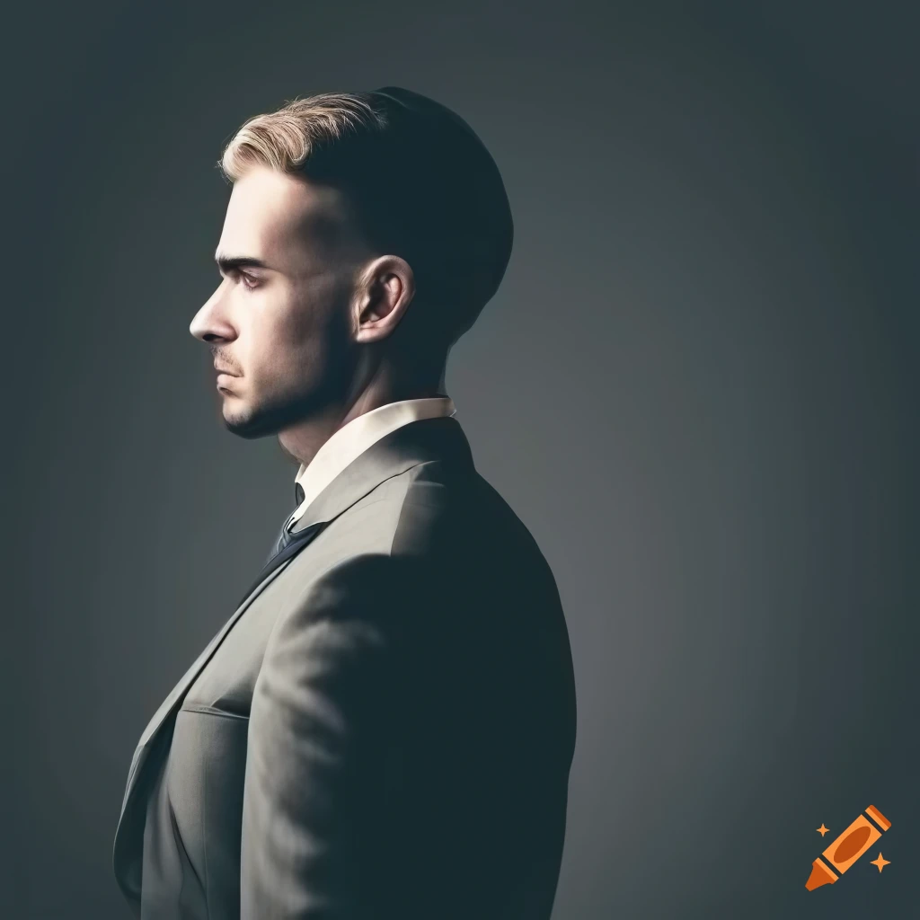 elegant man in a suit posing in the shadows