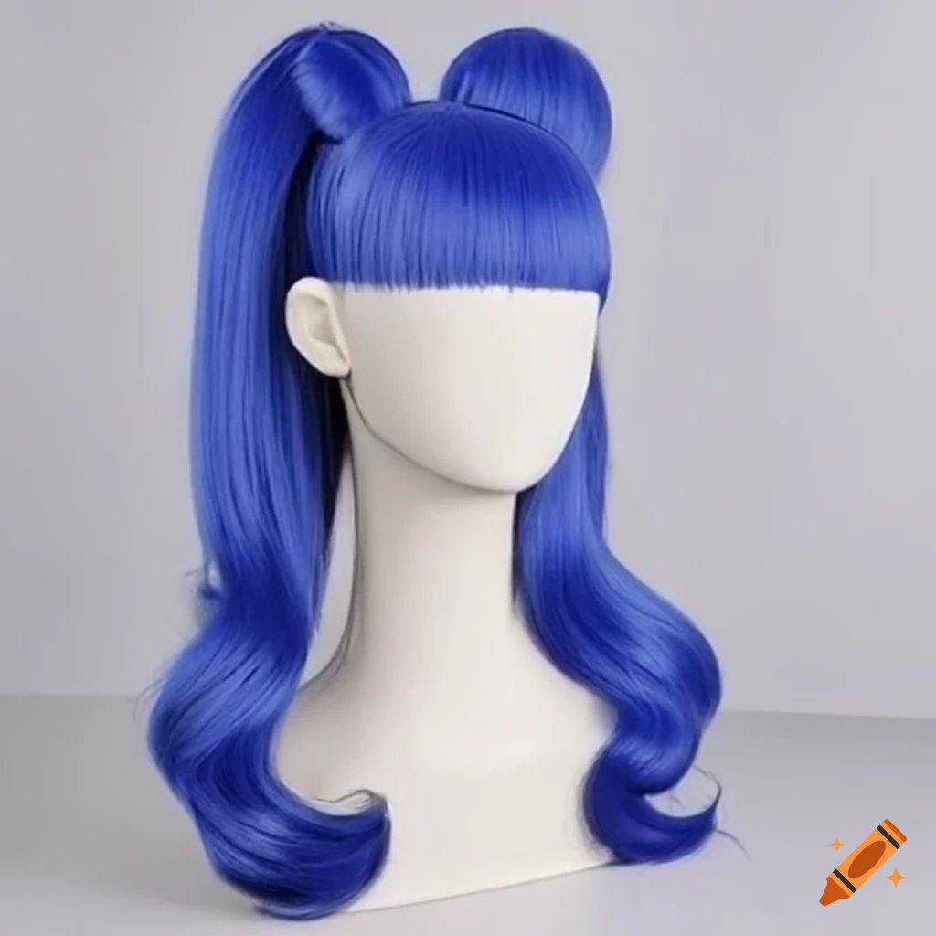 ponytail wig on a mannequin in the shape of number 5